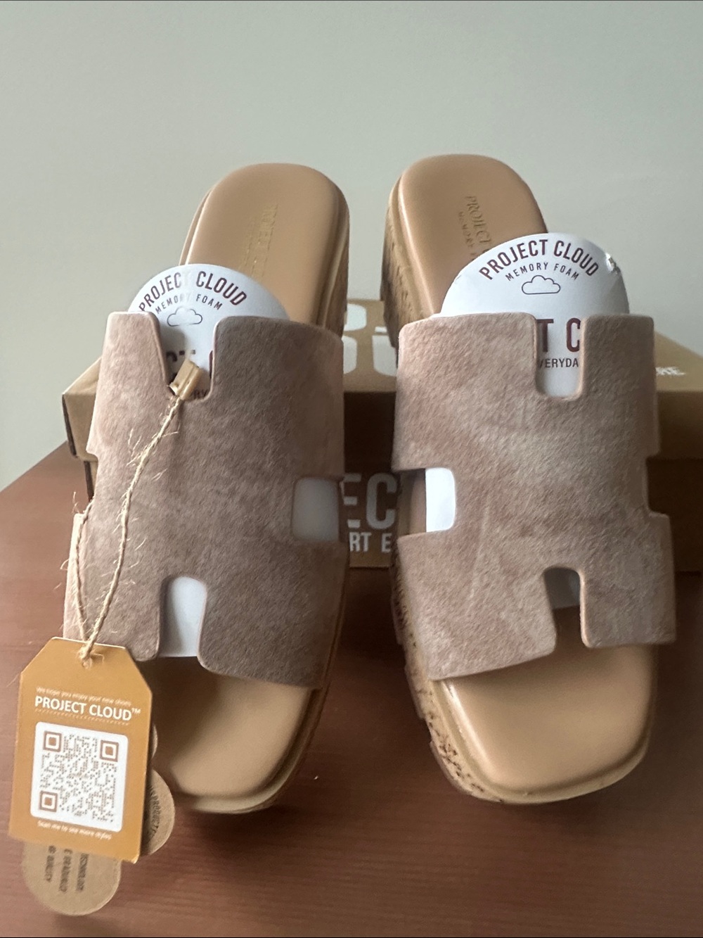 Project Cloud Women's Taupe Slide Sandals with Memory Foam